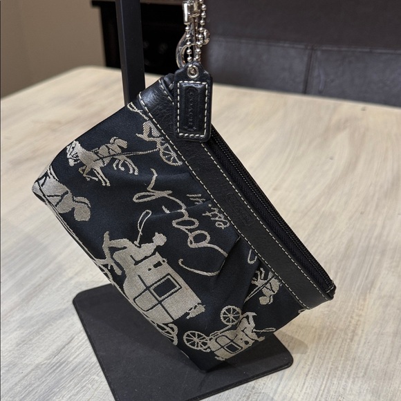 Coach Black and Silver Horse and Carriage Wristlet - Picture 1 of 8